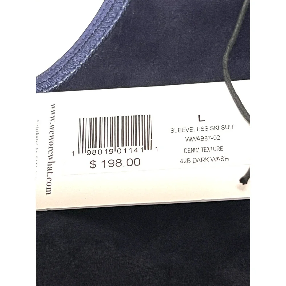 We Wore What Women's Sleeveless‎ Ski Suit Darkwash Denim Texture Size L